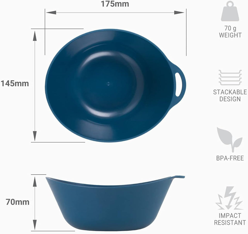 Lifeventure Ellipse wiederverwendbar 4-Teiliges Geschirr Set: Messer/Gabel/Löffel, Teller, Schüssel, Becher für Camping, Reisen & Outdoor